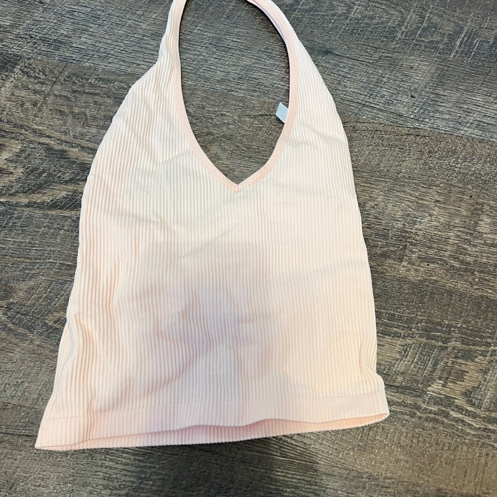 Urban Outfitters Peach Ribbed Halter Top